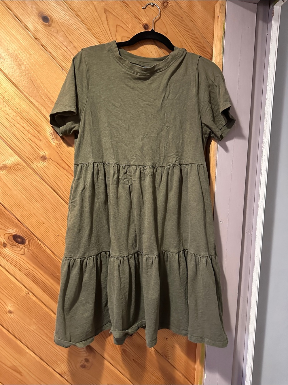 Old Navy Olive Tiered Midi Dress